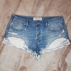 Abercrombie lace denim shorts